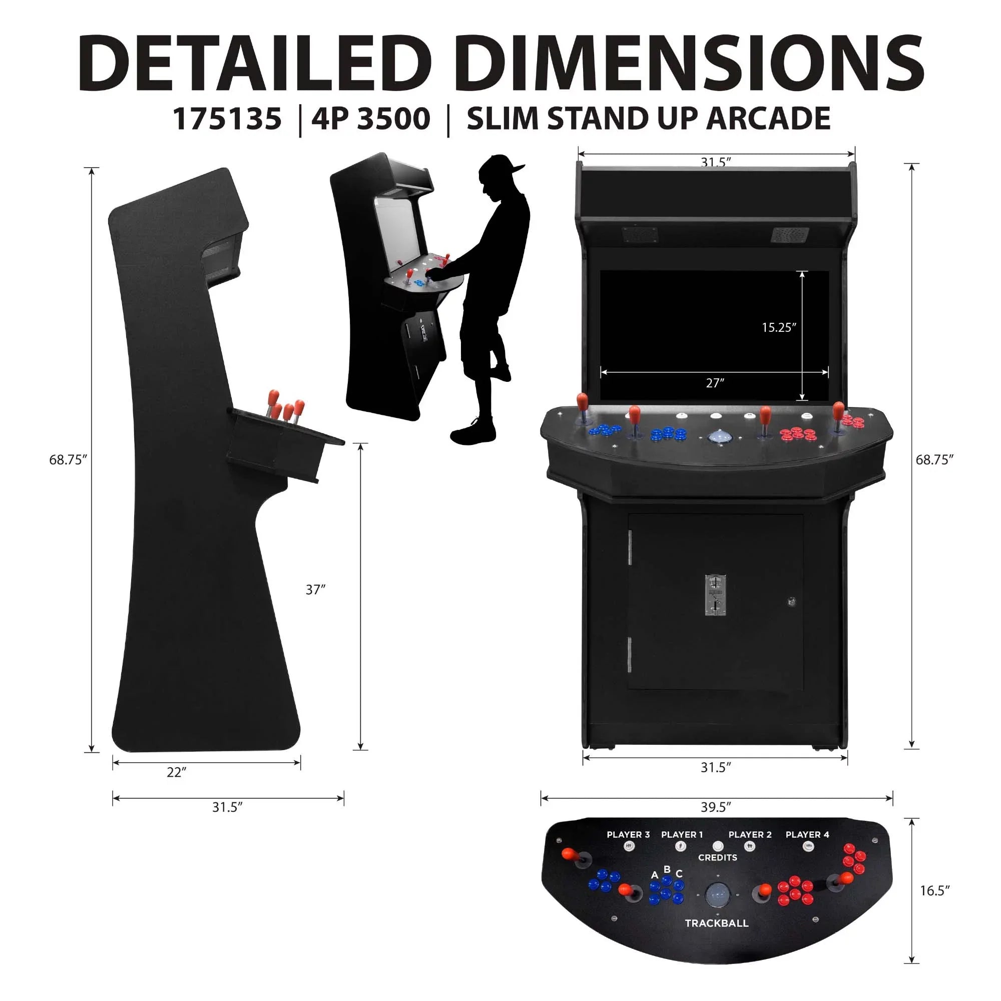 4P Slim Stand Up Arcade Machine